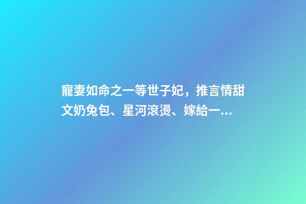 寵妻如命之一等世子妃，推言情甜文奶兔包、星河滾燙、嫁給一個(gè)紈绔、紈绔世子寵妻如命-第1張-觀點(diǎn)-玄機(jī)派