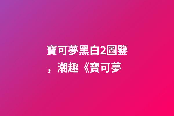 寶可夢黑白2圖鑒，潮趣《寶可夢-第1張-觀點-玄機派