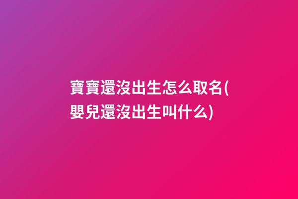 寶寶還沒出生怎么取名(嬰兒還沒出生叫什么)