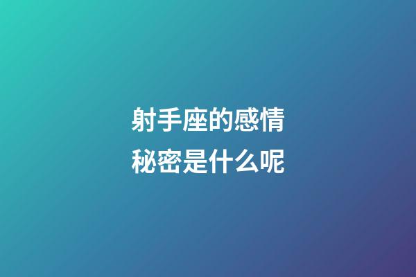 射手座的感情秘密是什么呢-第1張-星座運勢-玄機派