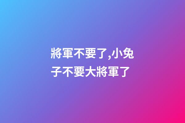 將軍不要了,小兔子不要大將軍了-第1張-觀點-玄機派