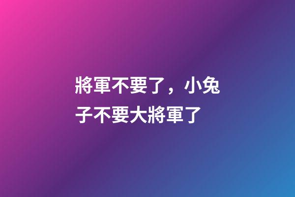 將軍不要了，小兔子不要大將軍了-第1張-觀點-玄機派
