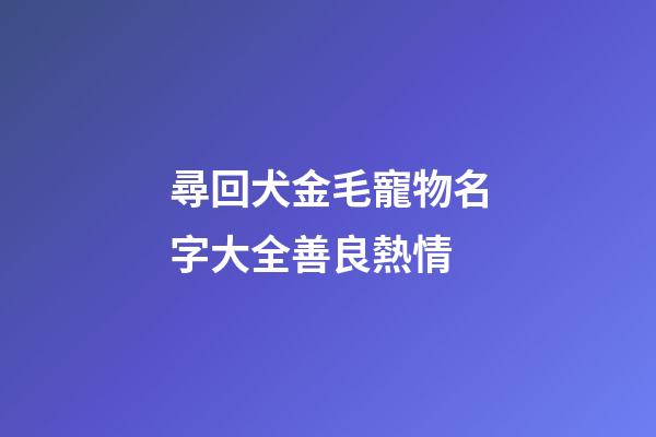 尋回犬金毛寵物名字大全善良熱情