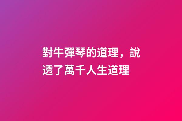 對牛彈琴的道理，說透了萬千人生道理-第1張-觀點-玄機派