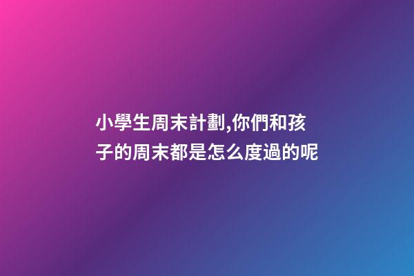 小學生周末計劃,你們和孩子的周末都是怎么度過的呢-第1張-觀點-玄機派