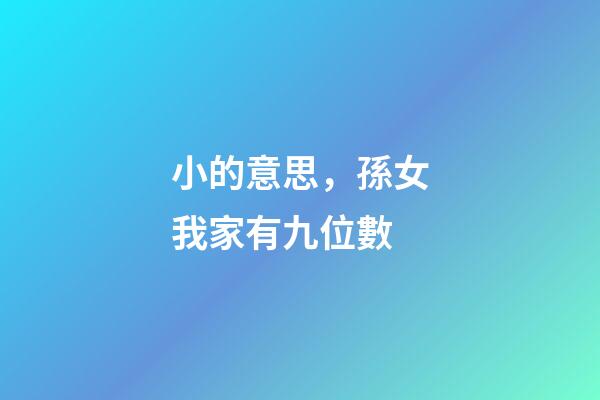 小的意思，孫女我家有九位數-第1張-觀點-玄機派