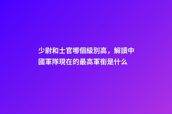 少尉和士官哪個級別高，解讀中國軍隊現在的最高軍銜是什么-第1張-觀點-玄機派