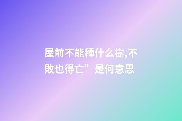屋前不能種什么樹,不敗也得亡”是何意思-第1張-觀點-玄機派