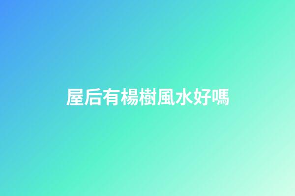 屋后有楊樹風水好嗎
