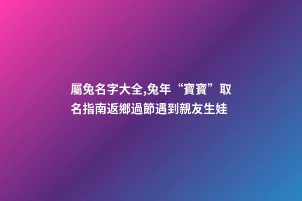 屬兔名字大全,兔年“寶寶”取名指南返鄉過節遇到親友生娃-第1張-觀點-玄機派