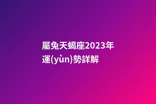 屬兔天蝎座2023年運(yùn)勢詳解-第1張-星座運(yùn)勢-玄機(jī)派