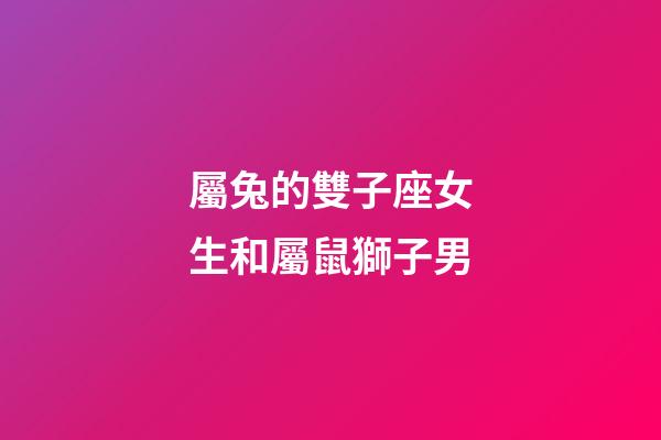 屬兔的雙子座女生和屬鼠獅子男-第1張-星座運勢-玄機派