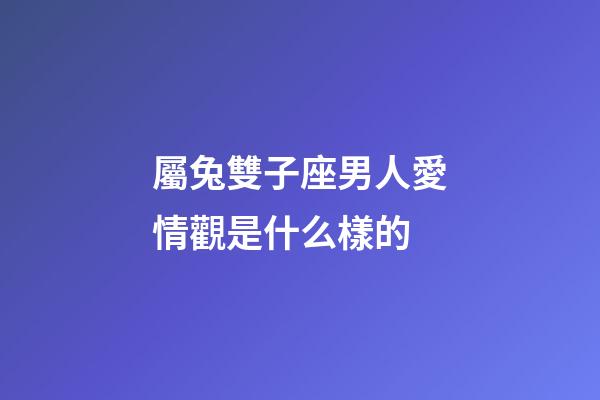 屬兔雙子座男人愛情觀是什么樣的-第1張-星座運勢-玄機派