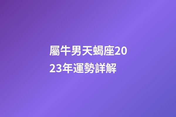 屬牛男天蝎座2023年運勢詳解-第1張-星座運勢-玄機派