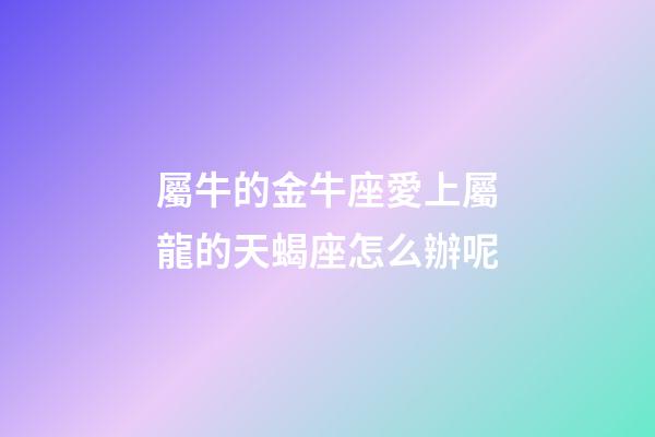 屬牛的金牛座愛上屬龍的天蝎座怎么辦呢-第1張-星座運勢-玄機派