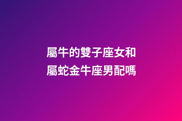 屬牛的雙子座女和屬蛇金牛座男配嗎-第1張-星座運勢-玄機派
