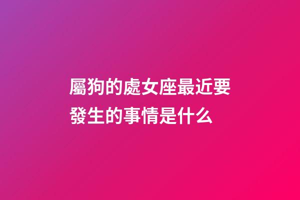 屬狗的處女座最近要發生的事情是什么-第1張-星座運勢-玄機派