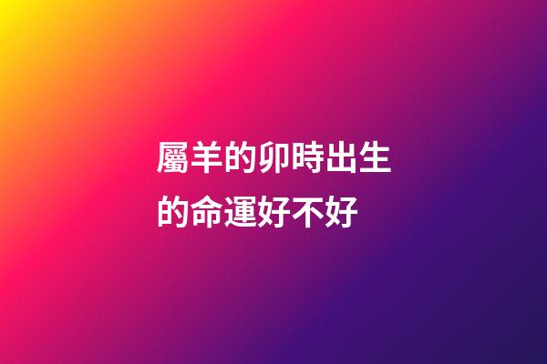 屬羊的卯時出生的命運好不好