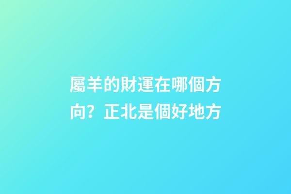 屬羊的財運在哪個方向？正北是個好地方