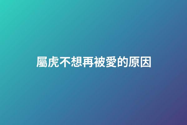 屬虎不想再被愛的原因
