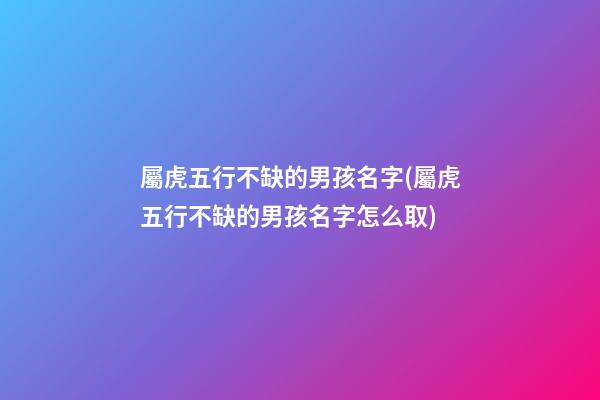 屬虎五行不缺的男孩名字(屬虎五行不缺的男孩名字怎么取)