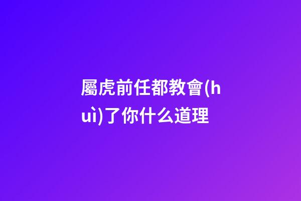 屬虎前任都教會(huì)了你什么道理