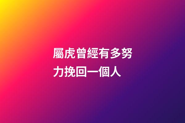 屬虎曾經有多努力挽回一個人