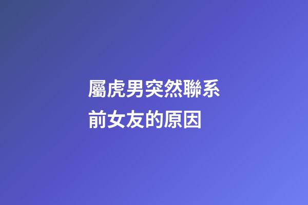 屬虎男突然聯系前女友的原因