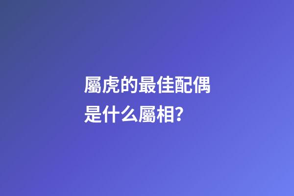 屬虎的最佳配偶是什么屬相？