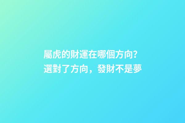屬虎的財運在哪個方向？選對了方向，發財不是夢