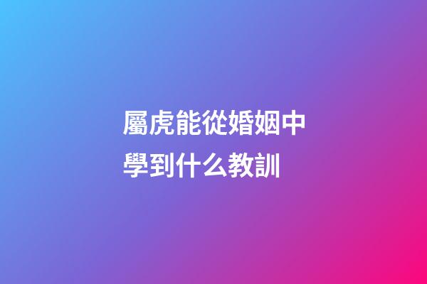 屬虎能從婚姻中學到什么教訓