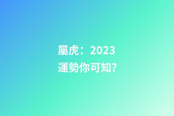 屬虎：2023運勢你可知？