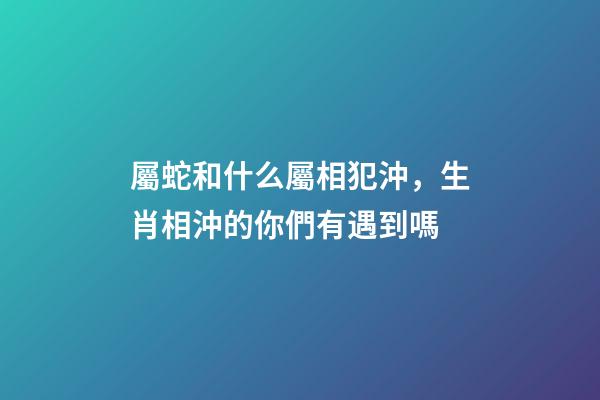 屬蛇和什么屬相犯沖，生肖相沖的你們有遇到嗎-第1張-觀點-玄機派