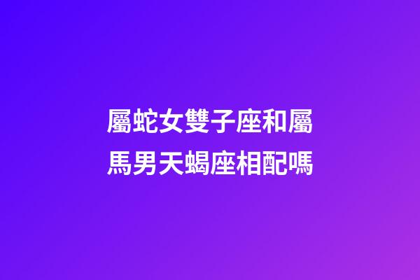 屬蛇女雙子座和屬馬男天蝎座相配嗎-第1張-星座運勢-玄機派