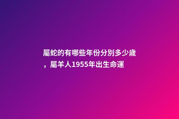 屬蛇的有哪些年份分別多少歲，屬羊人1955年出生命運-第1張-觀點-玄機派