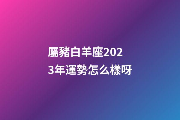 屬豬白羊座2023年運勢怎么樣呀-第1張-星座運勢-玄機派