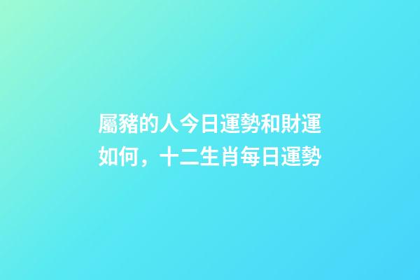 屬豬的人今日運勢和財運如何，十二生肖每日運勢-第1張-觀點-玄機派