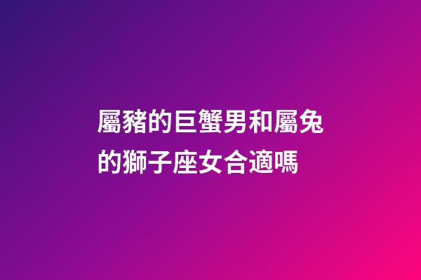 屬豬的巨蟹男和屬兔的獅子座女合適嗎-第1張-星座運勢-玄機派
