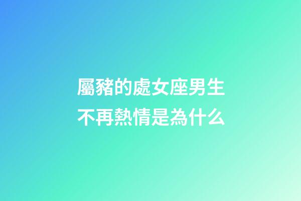 屬豬的處女座男生不再熱情是為什么-第1張-星座運勢-玄機派
