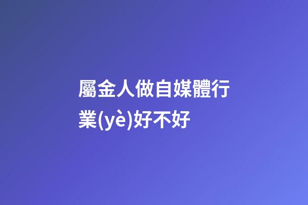 屬金人做自媒體行業(yè)好不好