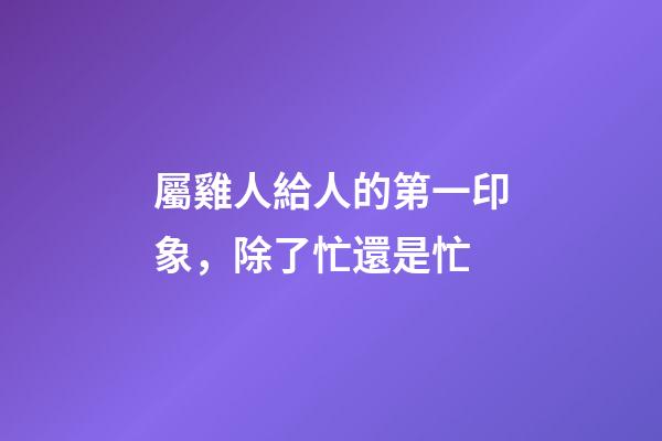 屬雞人給人的第一印象，除了忙還是忙