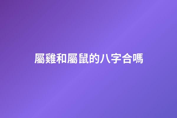 屬雞和屬鼠的八字合嗎