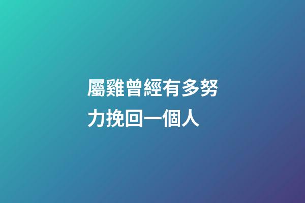 屬雞曾經有多努力挽回一個人