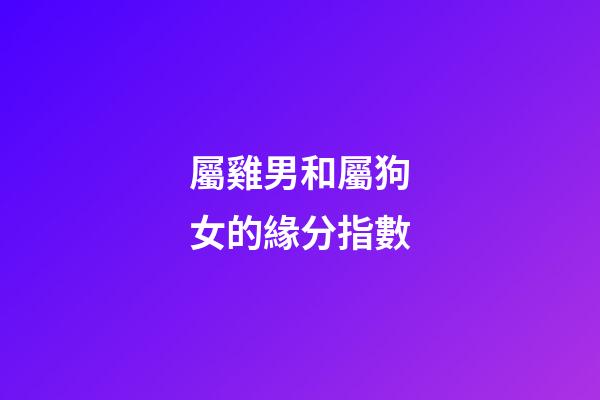 屬雞男和屬狗女的緣分指數