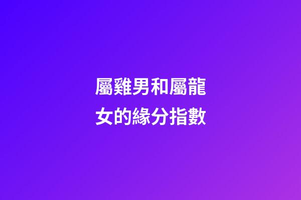 屬雞男和屬龍女的緣分指數