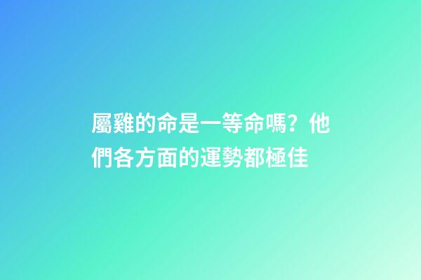 屬雞的命是一等命嗎？他們各方面的運勢都極佳