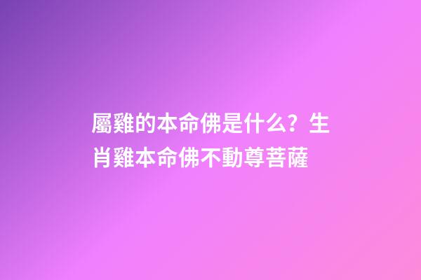 屬雞的本命佛是什么？生肖雞本命佛不動尊菩薩