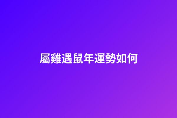 屬雞遇鼠年運勢如何