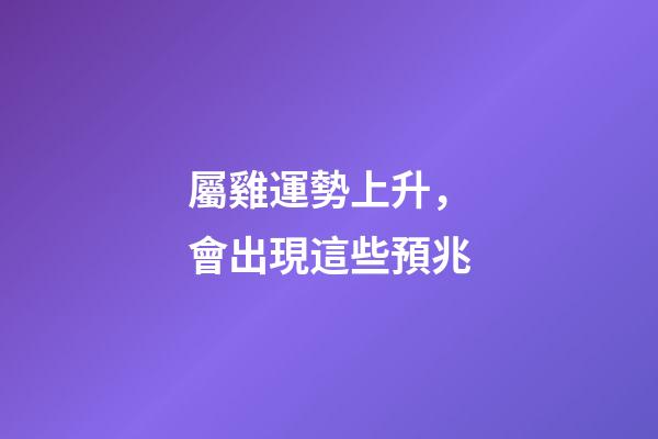 屬雞運勢上升，會出現這些預兆