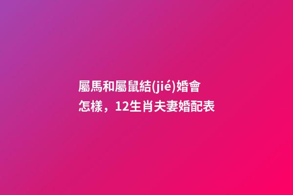 屬馬和屬鼠結(jié)婚會怎樣，12生肖夫妻婚配表